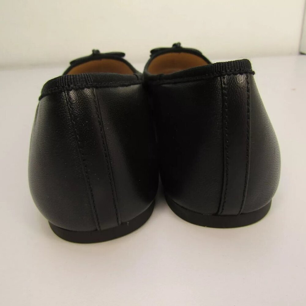 Coach Black Leather Ballet Flats with Gold 'C' Bow Accent - Picture 6 of 7